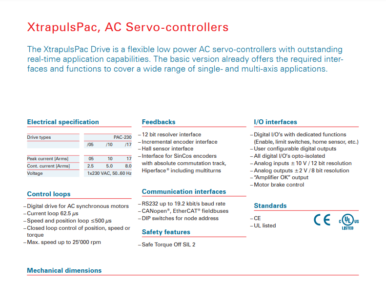 瑞士瑞諾Infranor緊湊型交流伺服驅動器 PAC系列